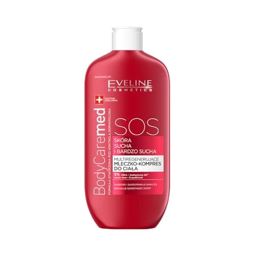Image of Eveline Cosmetics BodyCare Med+ Advanced Multi-Regenerating Body Milk Compress for Very Dry Skin, Intensive Moisturizing Treatment with bioHyaluron 4D™, Urea & Shea Butter - BodyCare MED+, 350ml