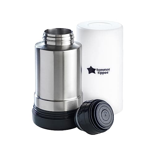 Image of Tommee Tippee Travel Bottle and Food Warmer, Portable Baby Bottle Warmer Ideal for Travel, Thermal Insulation, Stainless Steel Flask with Leak-Proof Lid
