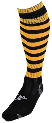 Image of 2022 Precision Hooped Pro Football Socks Adult (7-11) (Black/Amber)