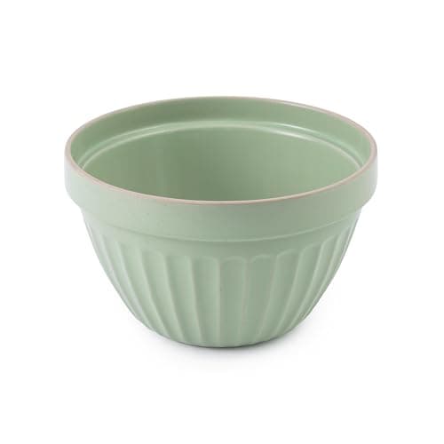Image of Jamie Oliver Big Love Proper Pudding Bowl, Green 1.5L Stoneware Mixing Bowl, Pudding Basin, Bakeware, Dishwasher, Microwave, Oven Safe, Gift Boxed