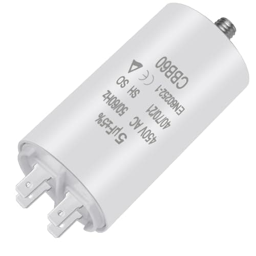 Image of OFFCUP CBB60 5μF Water Pump Running Capacitor, 450V AC 4 Pins Motor Capacitor 50/60Hz Cylinder Bottom with Screw 75x40mm for Air Compressor, Cleaning Machine Motor Star