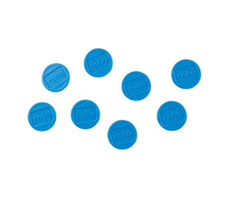 Image of Nobo Magnetic Whiteboard Magnets, 20 mm, Pack of 8, 1901443, Coloured,Blue