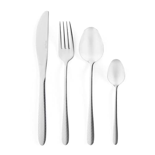 Image of Salter Malton Cutlery Set - 16 Piece, 18/0 Stainless Steel Dinnerware, 4 Place Settings, Mirror Polished Finish, Includes Forks, Knives, Teaspoons, Tablespoons, Dishwasher Safe, 25 Year Guarantee