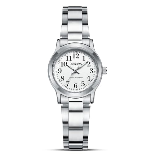 Image of LN LENQIN Ladies Watches Analog Quartz Wrist Watches for Women Ladies Easy Read Watch Waterproof Classic Business Women Watches with Silver Stainless Steel Bracelet
