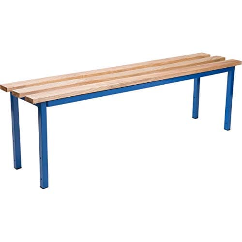 Image of The Workplace Depot Cloakroom Changing Room Bench - Blue Steel and Ash Hardwood - 450mm Seat (1500(W) mm)