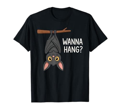 Image of Wanna Hang Cute Funny Pun Bat Lover Halloween T-Shirt
