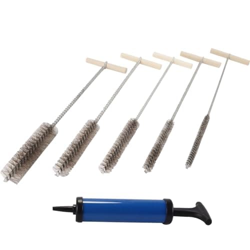 Image of Enwye 6-piece Pipe Cleaning Brush Set with Pipe Cleaner and Air Pump, 8mm/12mm/16mm/20mm/25mm Drill Hole Brushes