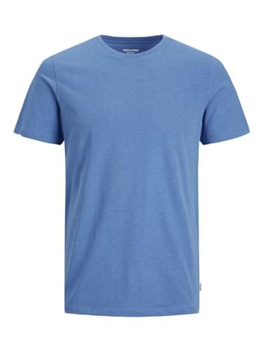 Image of Jack & Jones Men's Jjeorganic Melange Tee SS O-Neck Noos T-Shirt, French Blue/Detail: Melange, XXL