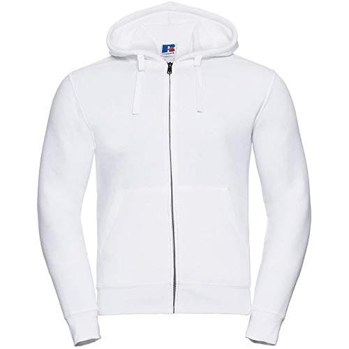 Image of Russell Mens Authentic Full Zip Hooded Sweatshirt / Hoodie (L) (White)