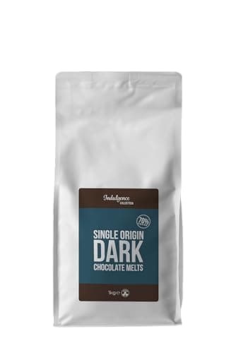 Image of Indulgence Collection Dark Chocolate Melts, 1kg - 70% Cocoa. Hot Chocolate Buttons for Quick and Luxurious Dark Hot Choco Drink - Single Origin and Vegan - Resealable Bag