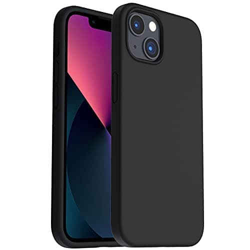 Image of ORNARTO Shockproof Liquid Silicone Designed for iPhone 13 Case Gel Rubber Full Body Protection Anti-Shock Cover Case Drop Protection 6.1inch-Black