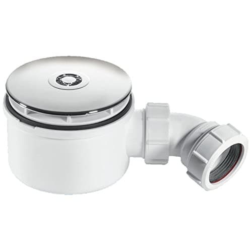 Image of McAlpine ST90CP10-70 90 mm Chrome Plated Plastic Shallow Shower Trap - White
