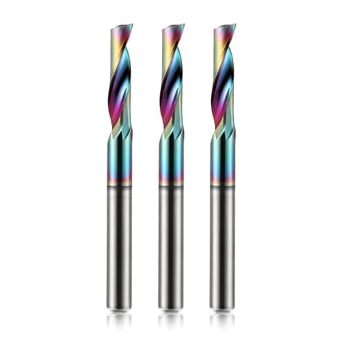 Image of Single Flute End Mill, 4mm Shank,4mm Cutting Dia,15mm Cutting Length,Solid Tungsten Carbide Alloy Router Bits, DLC Coateb Milling Cutter for Aluminium(4x15mm,3PCS)