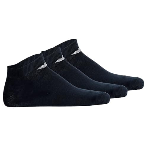 Image of Emporio Armani Man's Casual Cotton 3-Pack Sneaker Socks, Blue, L/XL
