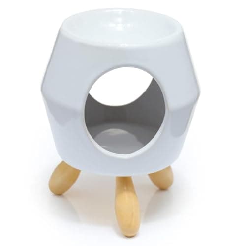 Image of Puckator Eden White Abstract Ceramic Oil Burner with Feet - Wax Melt Burners Warmer - Boho Bedroom Decor Diffuser Scent Tea Light Burner Holder - House Warming Gift - Aromatherapy Set