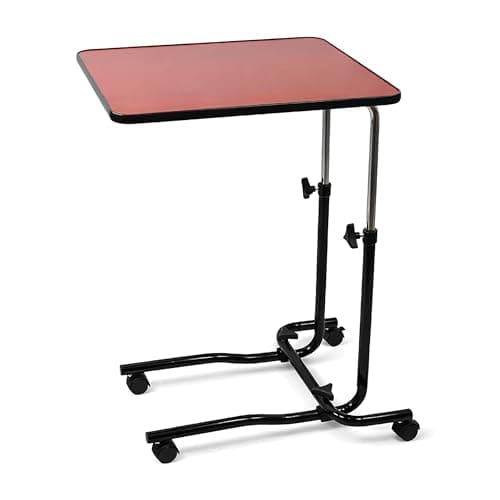 Image of Aidapt Canterbury Multi-Table Height Adjustable Overbed Table with Tilt Top (0–45°), Wheeled Mobile Side Table, 550x410mm Surface, Home & Bedroom Use