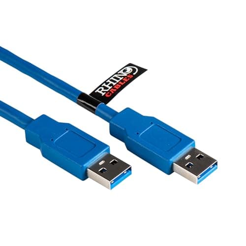 Image of rhinocables - USB 3.0 A Male to A Male Cable | Fast Data Transfer | Gold-Plated Connectors | Universal Compatibility | Plug-and-Play | Various Lengths, Blue, 2m