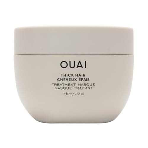 Image of OUAI Thick Hair Treatment Masque - Almond Oil, Olive Oil & Hydrolyzed Keratin to Repair & Restore Damaged Hair - Softens, Smooths & Strengthens - Phthalate & Paraben Free Hair Masque - 236ml