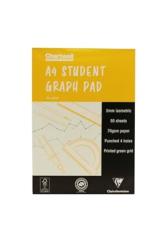 Image of Clairefontaine - Ref J424BZ - Chartwell Graph Pad (Contains 50 Sheets) - A4 (210 x 297mm) Sized, 5mm Isometric Rulings, 70gsm Punched Paper, FSC-Certified