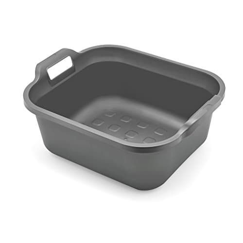 Image of Addis 517935 Large Rectangular 10 Litre Washing Up Bowl with Handles, Metallic Silver, 39 x 32 x 14 cm