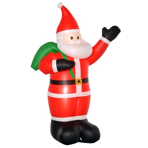 Image of HOMCOM 8ft Christmas Inflatable Santa Holiday Yard Decoration with LED Lights, Indoor Outdoor Lawn Blow Up Decor