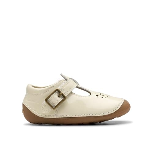 Image of Clarks Tiny Skip Toddler Leather Shoes in White Patent Size 5