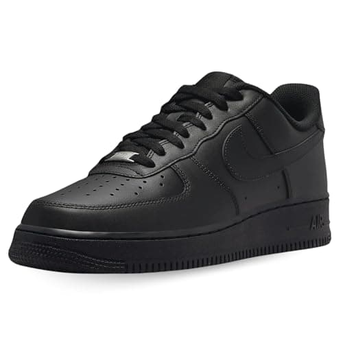 Image of NIKE Men's Air Force 1 '07 Basketball Shoe, Black Triple Black, 12 UK