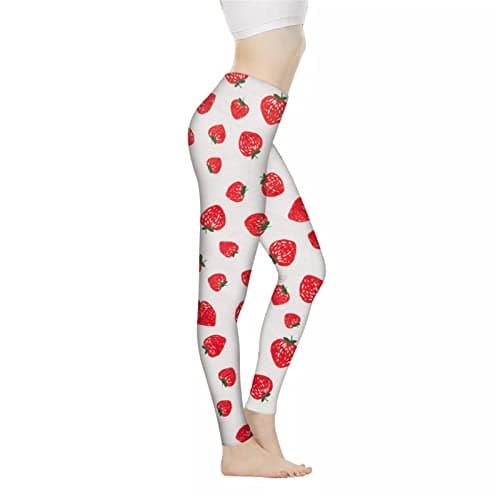 Image of Biyejit Strawberry Print Womens Legging Yoga Pants for Woman Running Exercise Workout Leggings