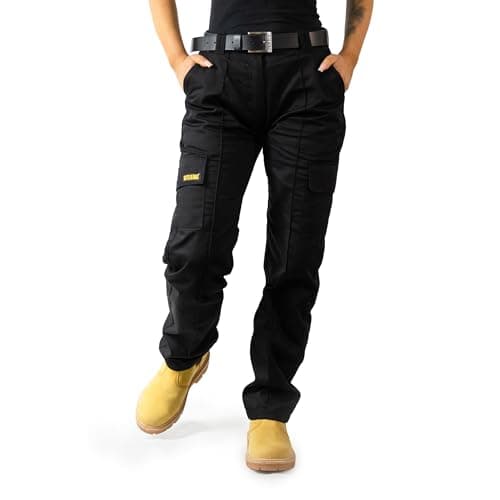 Image of SITE KING Ladies Cargo Combat Work Trousers Sizes 10 to 20 (8, Black)