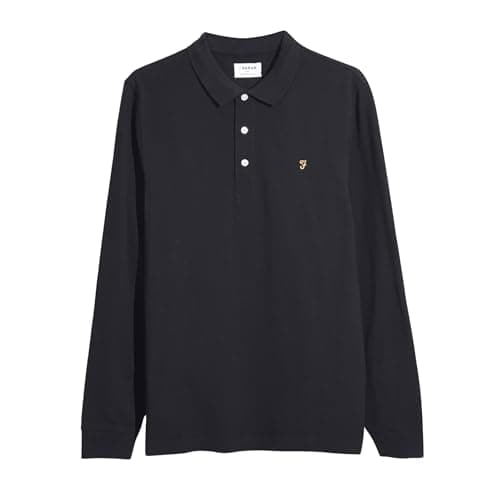 Image of Farah Mens BLANES LS Polo, Black, XL UK