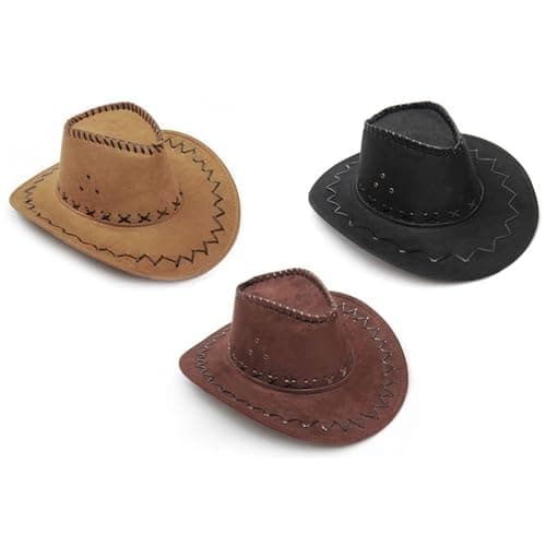 Image of SoWest Suede Look Cowboy Hat Unisex – Western Fancy Dress Party Hat | Adult Cowgirl Costume Accessory - Brown