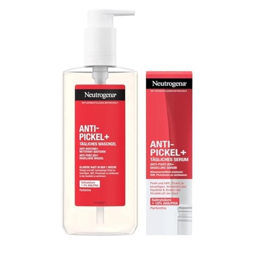 Image of Neutrogena Anti-Pimple + Skincare Set with Exfoliating Cleanser (200 ml) & Daily Exfoliating Serum (30 ml), Skin Clarifying Face Cleansing & Care for Blemished Skin, Against Pimples & Pimples