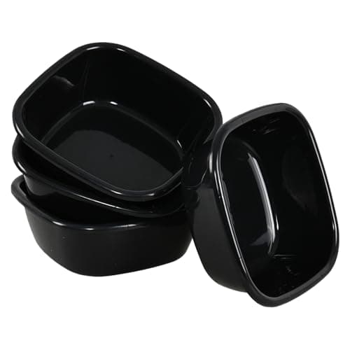 Image of Jnktka 8 Litre Square Plastic Washing up Bowls, Black Kitchen Sink Bowl Basin Pack of 4