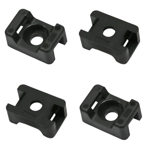 Image of TERF® 100 Pcs Black Screw Mount Cable Tie Bases - Cable Ties up to 5mm Wide - 4mm (M4) Screw Hole - Saddle Mount Cable Tie Fixings for Home Office Workshop Garden Warehouse