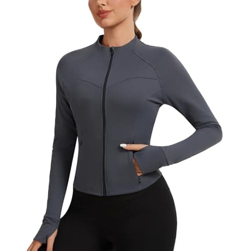 Image of AMZSPORT Womens Sport Jacket Running Gym Top with Zip Pockets, Grey M