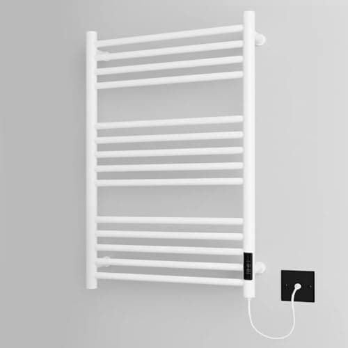 Image of Manissa White Dry Electric Heated Stainless Steel Towel Rail 600 x 720mm