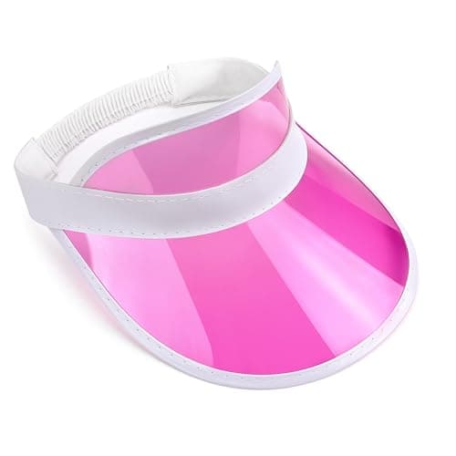 Image of Unisex 80s Style Retro Neon Sun Visor Hat Headband Cap Golf Tennis Stag Poker Party (Pink)