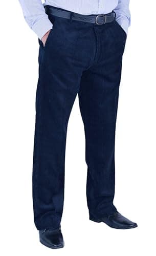 Image of R G Clothing Men's Big Size Smart Casual Cord/Corduroy Trousers/Pants Size 30-56 (UK, Waist & Inseam, 30, 27, Navy)