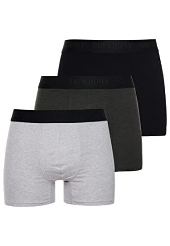 Image of Superdry Men's Boxer Multi Triple Pack Shorts, Black/Olive/Grey, M