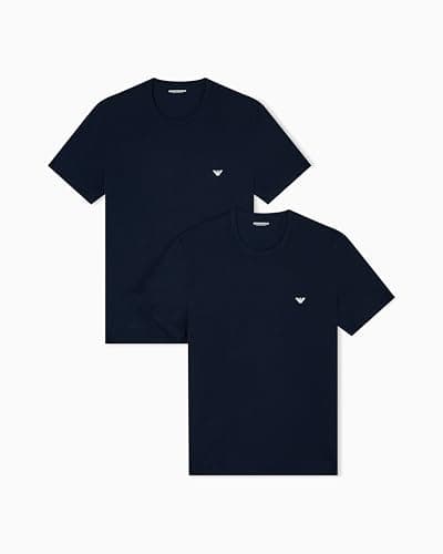 Image of Emporio Armani Man's Core Logoband 2-Pack Crew Neck T-Shirt, Blue, S, Regular