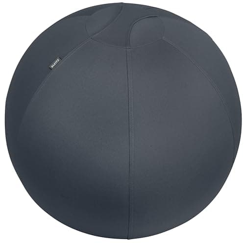 Image of Leitz Active Sitting Ball, Ergonomically Designed Desk Chair Alternative, 65cm Diameter, Includes Fabric Ball Cover, Hand Air Pump & 2 x Plugs, Ergo Cosy Range, Velvet Grey, 52790089