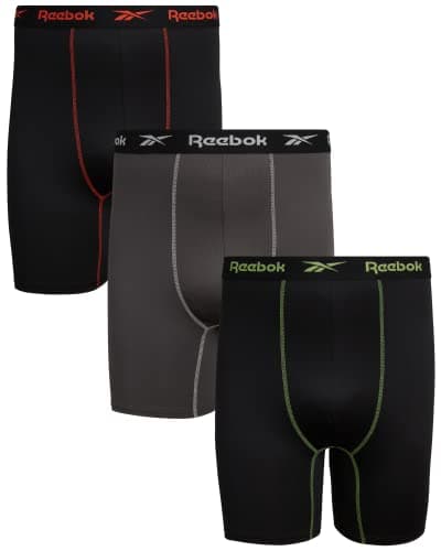 Image of Reebok Men’s Underwear – Big & Tall Performance Boxer Briefs (3 Pack), Black/Black/Grey, XXXXL