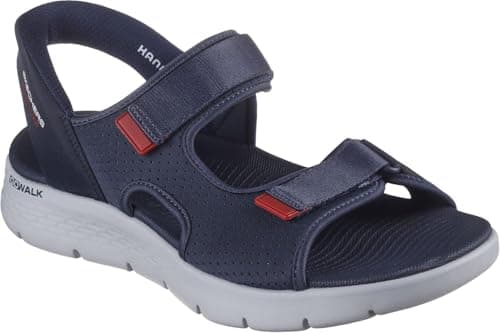Image of Skechers Men's Go Walk Flex Sandals, Navy Blue Red, 7 UK