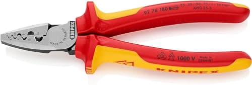 Image of KNIPEX Crimping Pliers for Wire Ferrules Insulated with Multi-Component Grips, VDE-Tested 180 mm, 97 78 180
