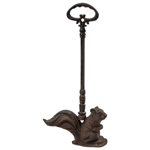 Image of Woodside Heavy Duty Cast Iron Decorative Squirrel Shaped Door Stop with Handle, Doorstopper/Jammer, Fun Novelty Design
