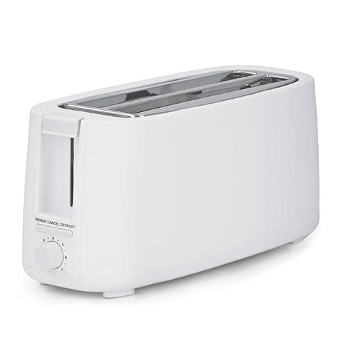 Image of STATUS Atlanta 4 Slice Toaster, 1400W Wide Slot Kitchen Toaster with Variable Browning, Defrost, Reheat, Cancel and Crumb Tray, White (4SLWHTATLANTAX4)