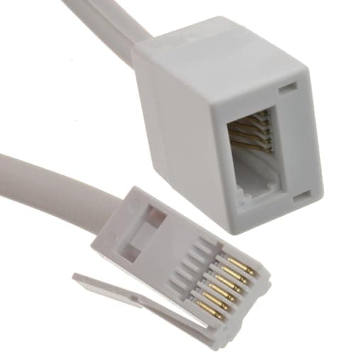 Image of kenable BT Telephone Extension Lead Full 6 Wire Cable Male to Female for Office and Home White 3m