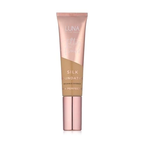Image of LUNA Silk Foundation in BEIGE Shade - Contains Hyaluronic Acid, Vitamin C & A, Aloe Vera, and Shea Butter - Brightening Dewy Foundation Makeup - Hydrating Cream Foundation for Dry Skin