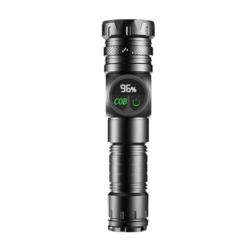 Image of Torches LED Super Bright 500000 Lumens with LCD Display & Magnetic Base, Zoomable Powerful Rechargeable Torch with COB Work Light, 1200mAh Built-in Battery for Camping & Emergencies[A+++ Energy Class]