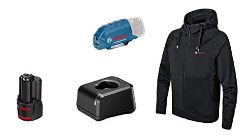 Image of Bosch Professional Heated Hoodie GHH 12+18V XA (incl. GAA 12V-21 USB charging adapter and GBA 12V 2.0Ah battery and GAL 12V-20 charger) – size L